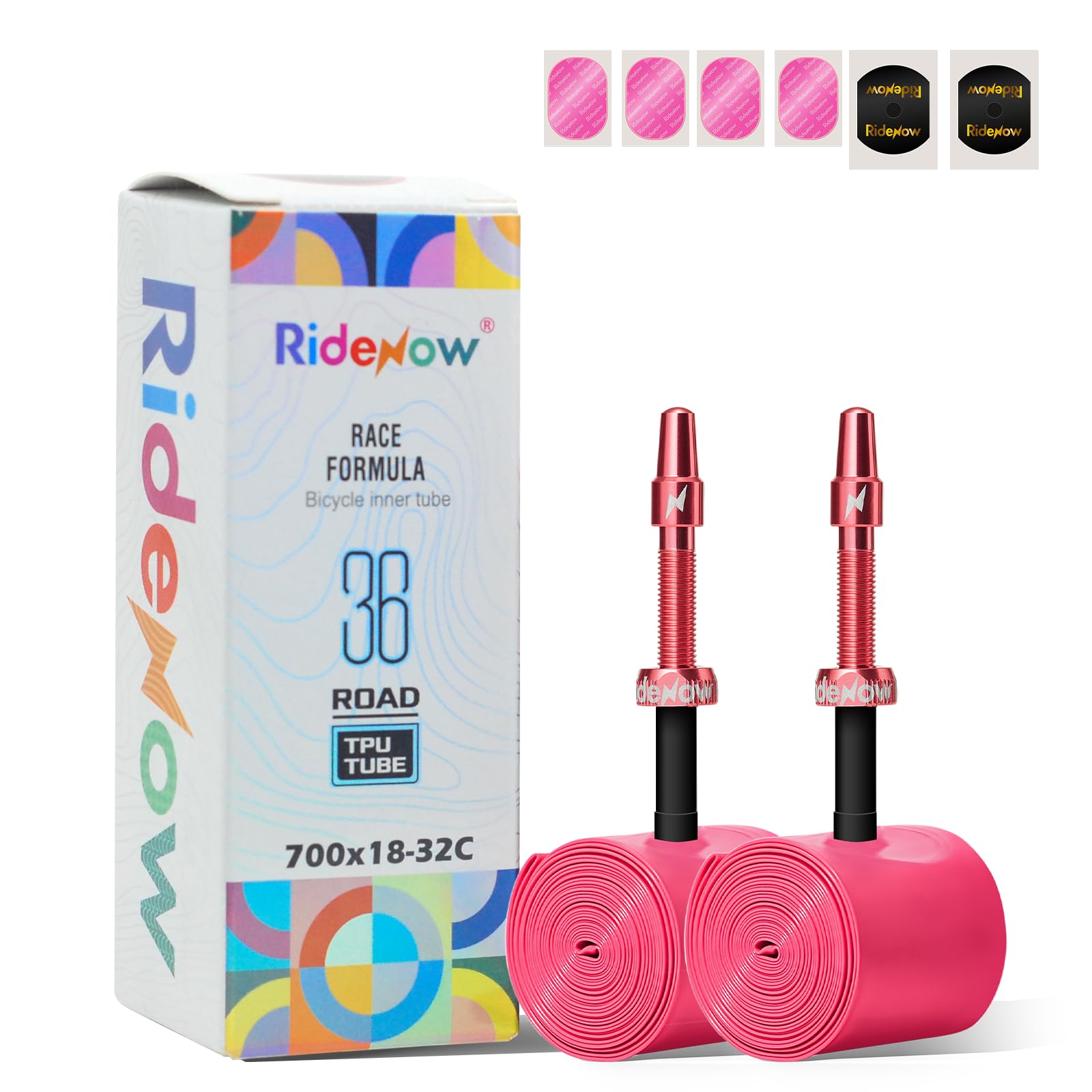 RideNow 2 Pack Road Bike Inner Tubes, 700 x 18C-32C, Metal/TPU Presta Valve
