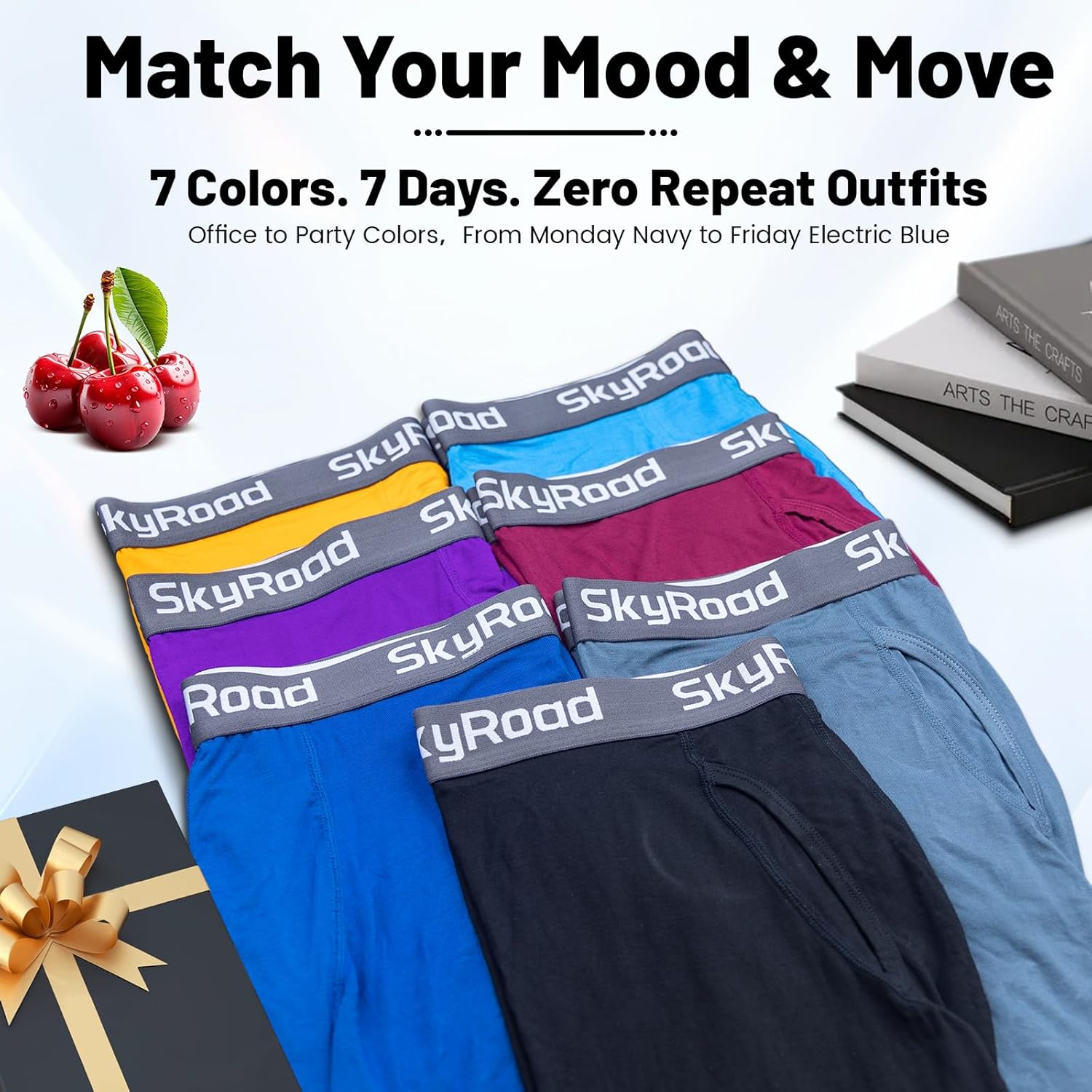 SkyRoad Men's Ultra-Comfort Boxer Briefs 7-Pack, Moisture-Wicking, Breathable & No Ride Up with Fly - Image 7
