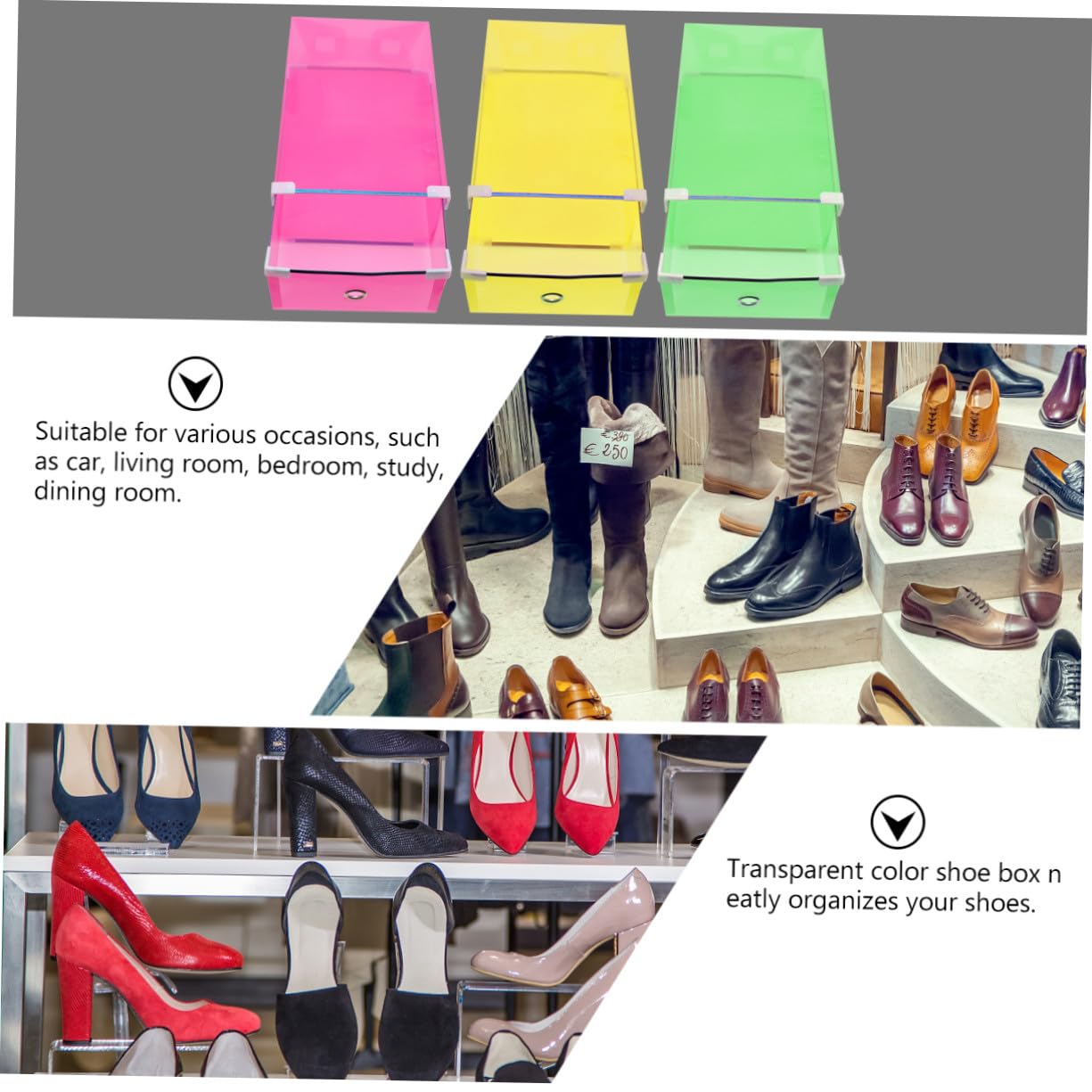 5 Piezas Cajas de Plástico Transparente para Zapatos Apilables Caja de Almacenamiento de Zapatos para Guardar Dormitorio Color