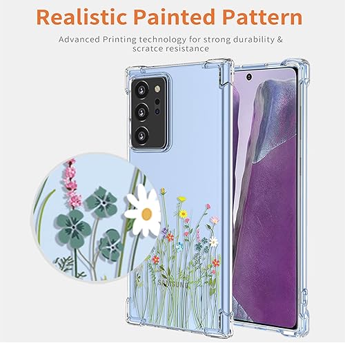 Miniatura 3 de Funda para Galaxy Note 20 Ultra 5G, Samsung Note 20 Ultra SM-N986U, funda transparente con patrones de jardín de flores, funda protectora para
