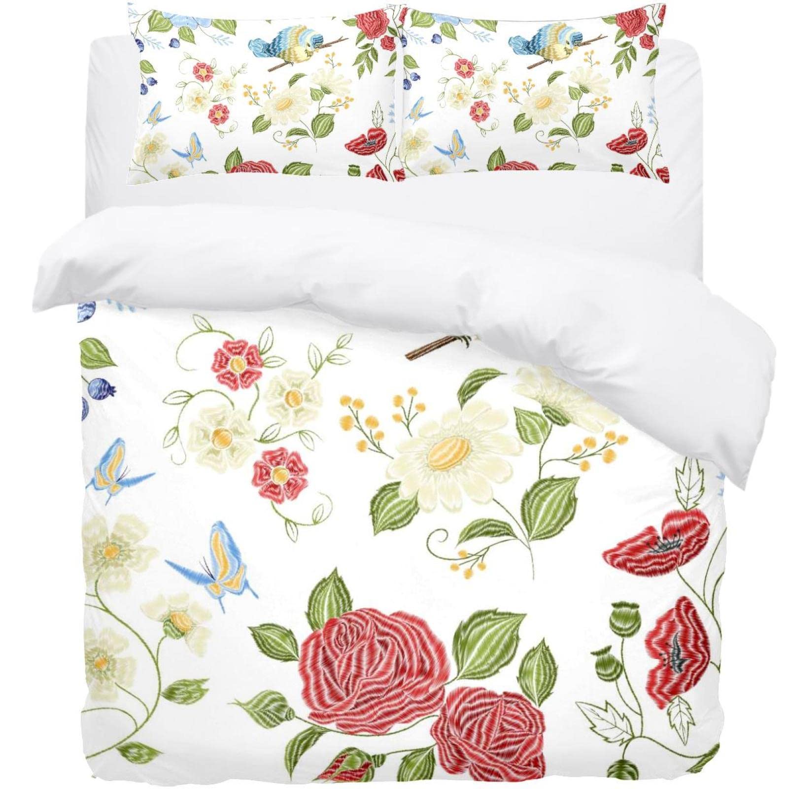 Housse de couette douce et parure de lit florale aux finitions soignées