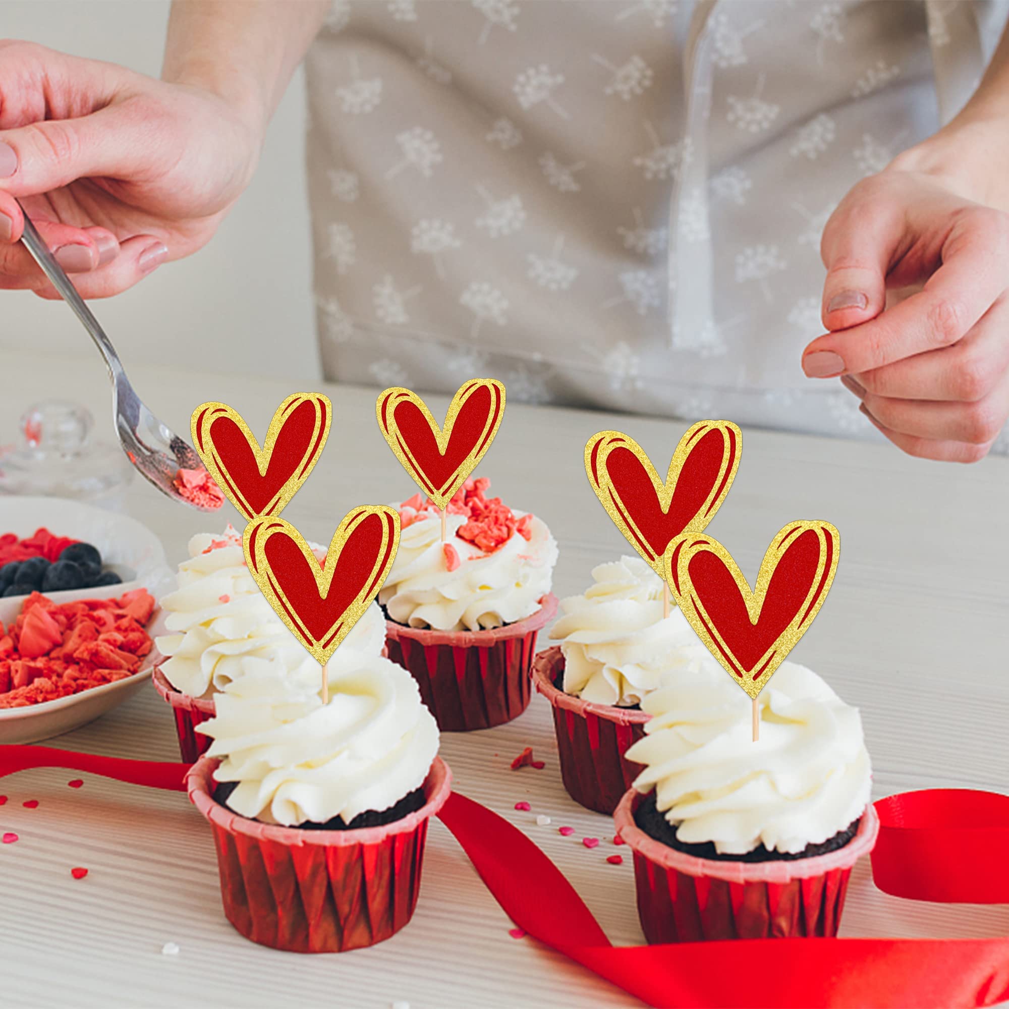 10/20/30 pezzi Decorazioni per cupcake per San Valentino, inserti per