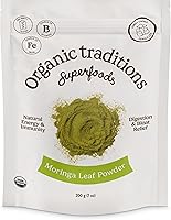 Vista 1 de Organic Traditions Polvo orgánico de moringa orgánica Extracto de hojas de moringa orgánica, suplemento de moringa natural sin OMG, superalimento