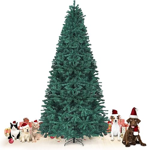 Fencer Wire Árbol de Navidad verde artificial de abeto de North Valley de 9 pies de alta calidad, con 2.028 puntas de ramas y soporte de metal,