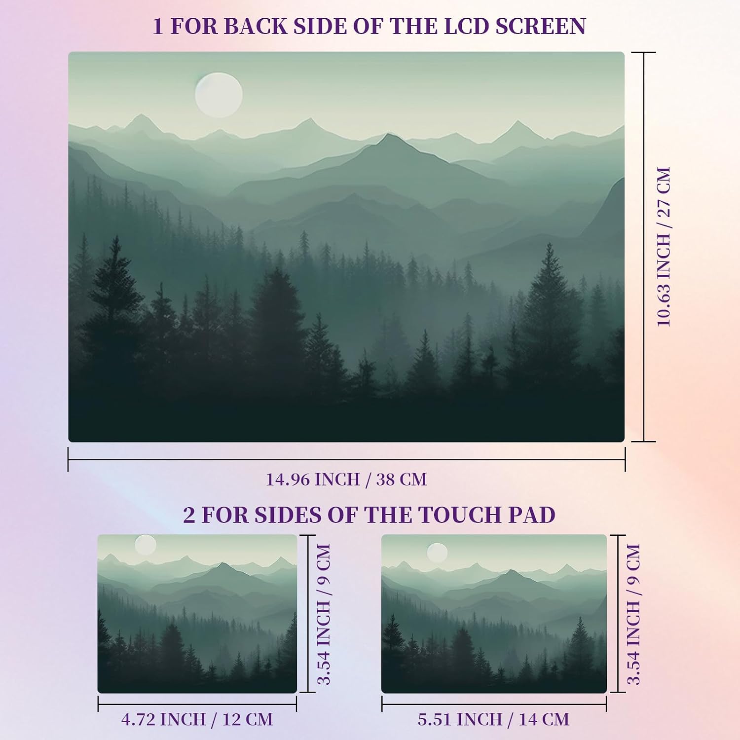 Laptop Skin Sticker Laptop Cover for 12" 13" 13.3" 14" Laptop Stickers,Reusable Skin Sticker Cover Personalized Art Waterproof & Scratch-Resistant Protector Case,Fog Forest