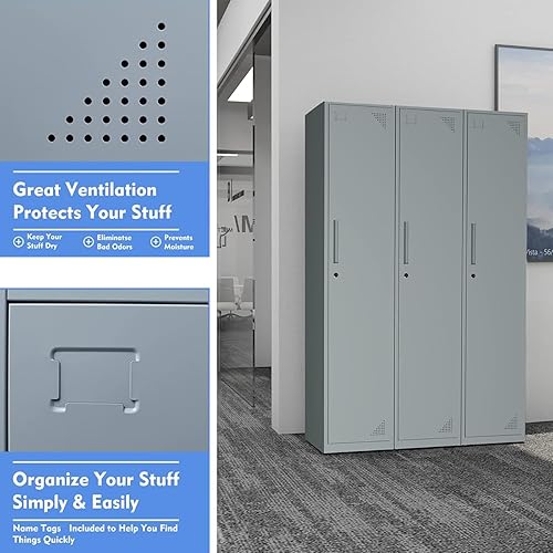 Vista 96 de Yizosh Taquillas de metal para empleados con llaves, armario de almacenamiento de 71 pulgadas para empleados con 1 puerta, armario de almacenamiento