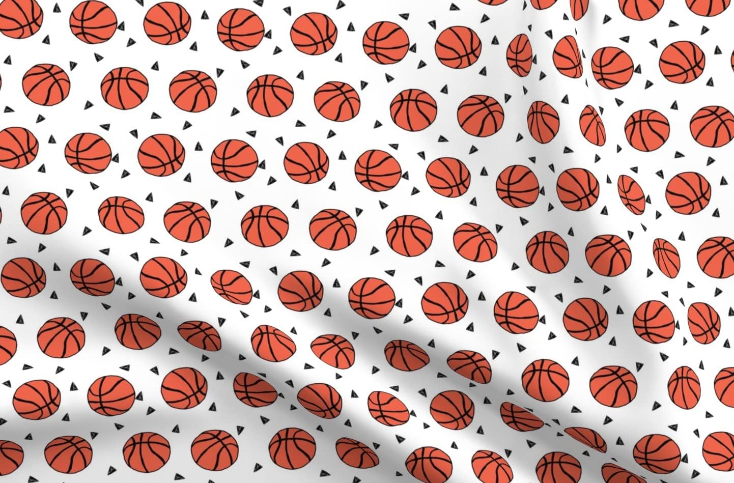 Spoonflower Fabric - Basketball Sports Themed White Sport Kids Play Printed on Petal Signature Cotton Fabric by The Yard - Sewing Quilting Apparel Crafts Decor