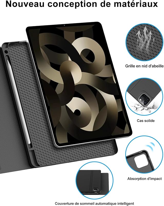 FOGARI iPad Pro 11/Air 5/Air 4 Bluetooth Billentyűzet Tok Érintőpaddal - Mágneses Vezeték Nélküli AZERTY Francia Kiosztás, Fekete