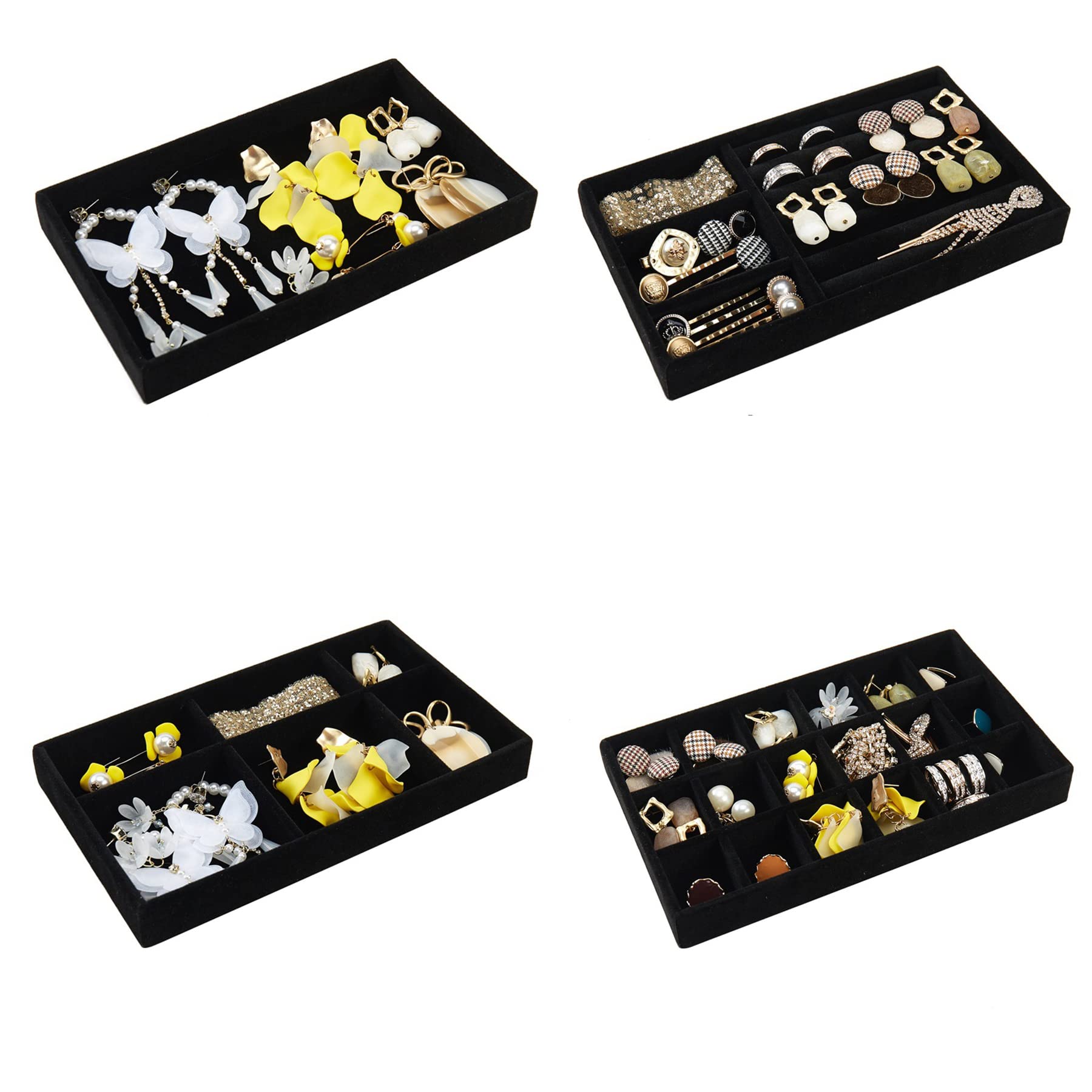 CLA JLT Black Stackable Velvet Jewelry Organizer for Drawers