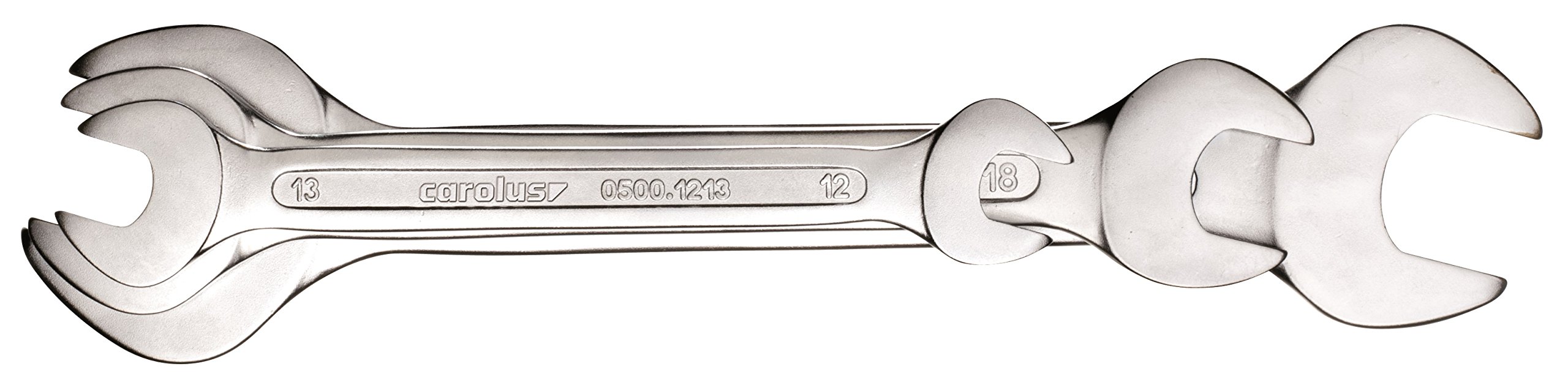 Carolus 0500.0012 zestaw kluczy płasko-płaskich, 12-częściowy, z podwójnym kluczem płaskim, w rozmiarach SW 6-32 mm, przyczepna powierzchnia, w praktycznym uchwycie z tworzywa sztucznego