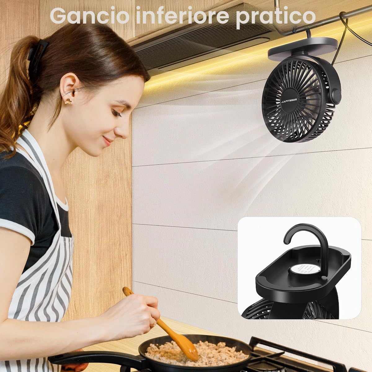 Mini Ventilatore da Scrivania USB, Piccolo Silenzioso 3 Velocità Rotazione a 360° Regolabile 12.7 cm Gadget di Raffreddamento da Tavolo per Ufficio su Scrivania (Nero)