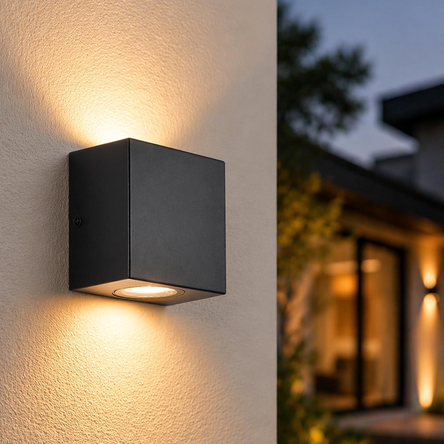 COTTAGE LIFE Modern Outdoor LED Wall Lights,Up and Down Exterior Square Wall Sconce,10W 3000K Exterior Lighting Fixture, Waterproof Hardwired Wall Light for Porch, Patio, Garage, and Front Door