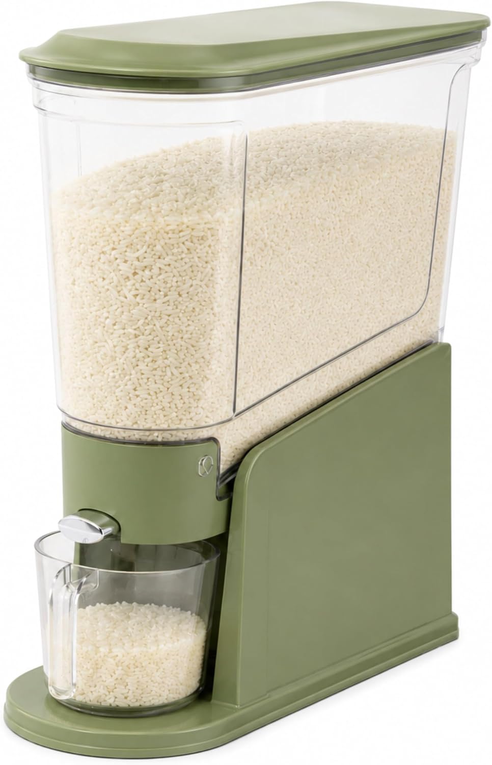 ROOM127 Rice Dispenser 11-15Lbs Slim Airtight Grain Container Vintage Green | Compact Pantry Storage, BPA-Free, Moisture-Proof Seal, One-Touch Pouring, for Cereal, Beans, Oats & Dry Food