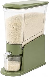 ROOM127 Rice Dispenser 11-15Lbs Slim Airtight Grain Container Vintage Green | Compact Pantry Storage, BPA-Free, Moisture-Proof Seal, One-Touch Pouring, for Cereal, Beans, Oats & Dry Food
