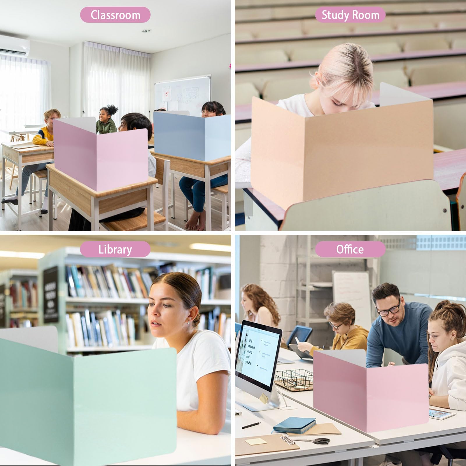 10 Pièces Séparateur de Bureau, Panneau de Séparation de Bureau Pliable, Cloison Bureau Couleur, Séparateur de Confidentialité de Table pour L'école, Le Bureau, La Bibliothèque ( 40 x 30 x 30 cm )