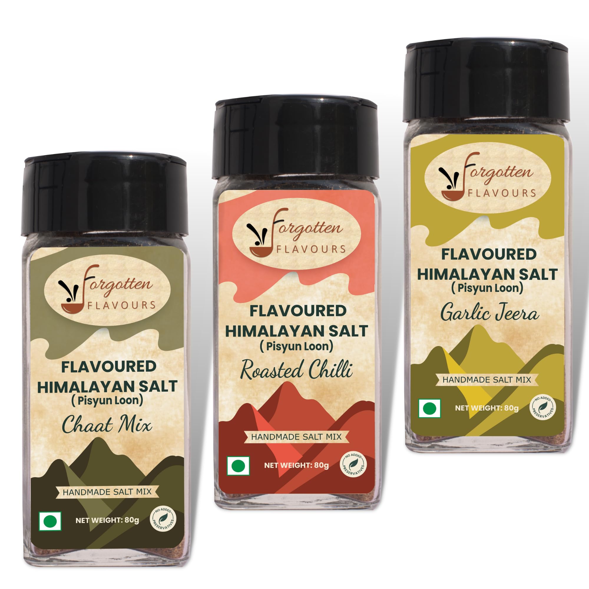 Forgotten Flavours - Pahadi Salt Mix | Combo Pack of 3 | Garlic Jeera, Roasted Chilli & Chaat Mix | 3 x 80 gms | Seasoning Salt Mix | Himalayan Mixed Salts | Salad Seasoning | Pahadi Namak | Pisyun Loon | Snacks & Buttermilk masala | Handmade on Silb (B0CT3GN1NK) Amazon Price History, Amazon Price Tracker