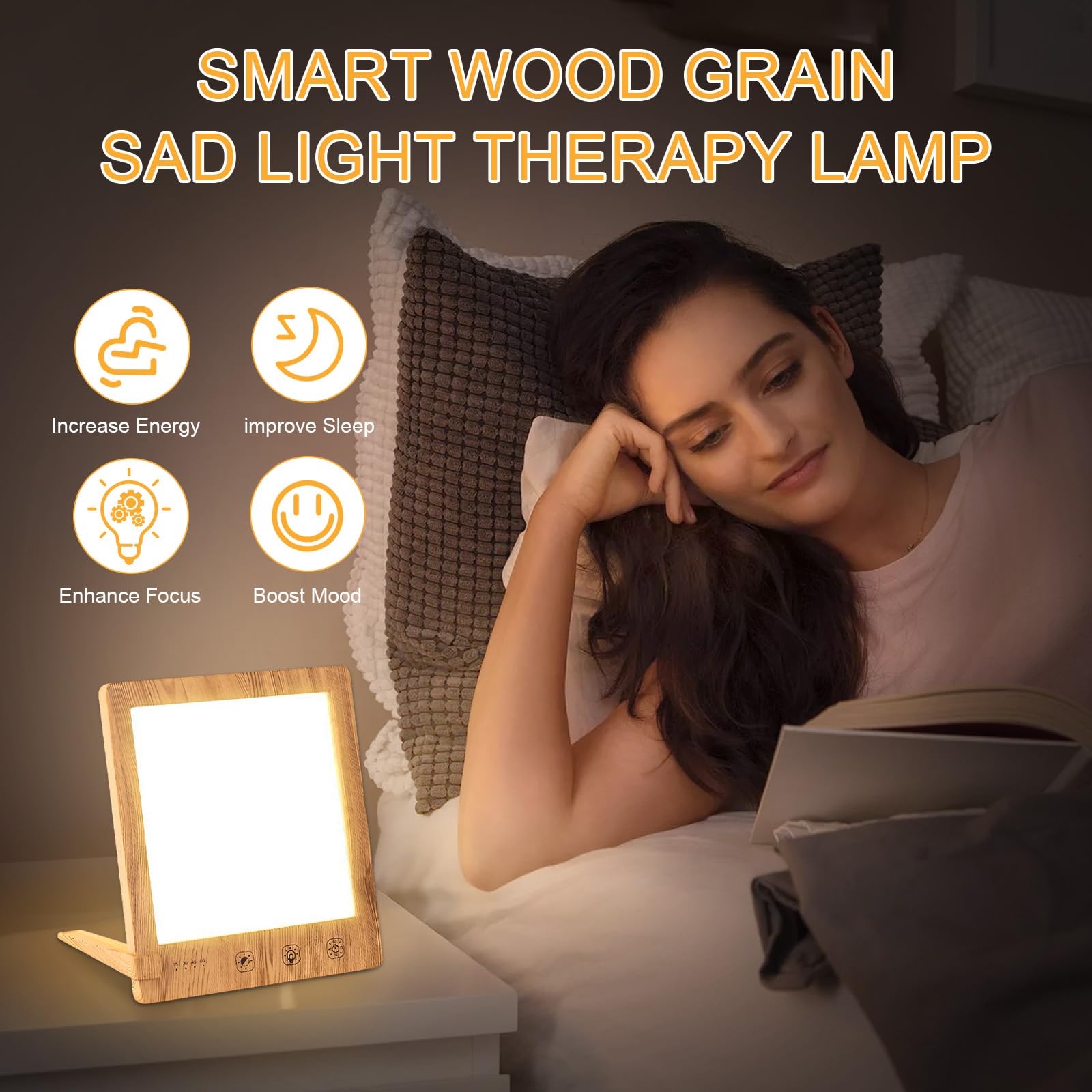 Lampade che riproducono luce solare 10.000 lux, Lampada LED per Fototerapia con 3 Colori di Luce, Controllo Touch, Simulazione della Luce Diurna per Casa, Ufficio (Adattatore non incluso)