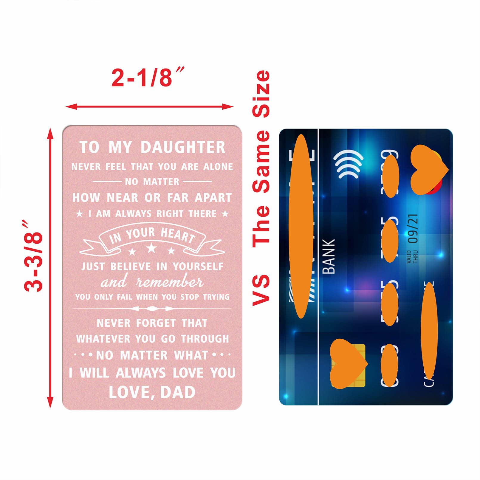 DEGASKEN Daughter Gifts from Dad, Love Daughter Wallet Card for Mothering Sunday Christmas New Job Teen Girls Gifts Ideas - Image 3
