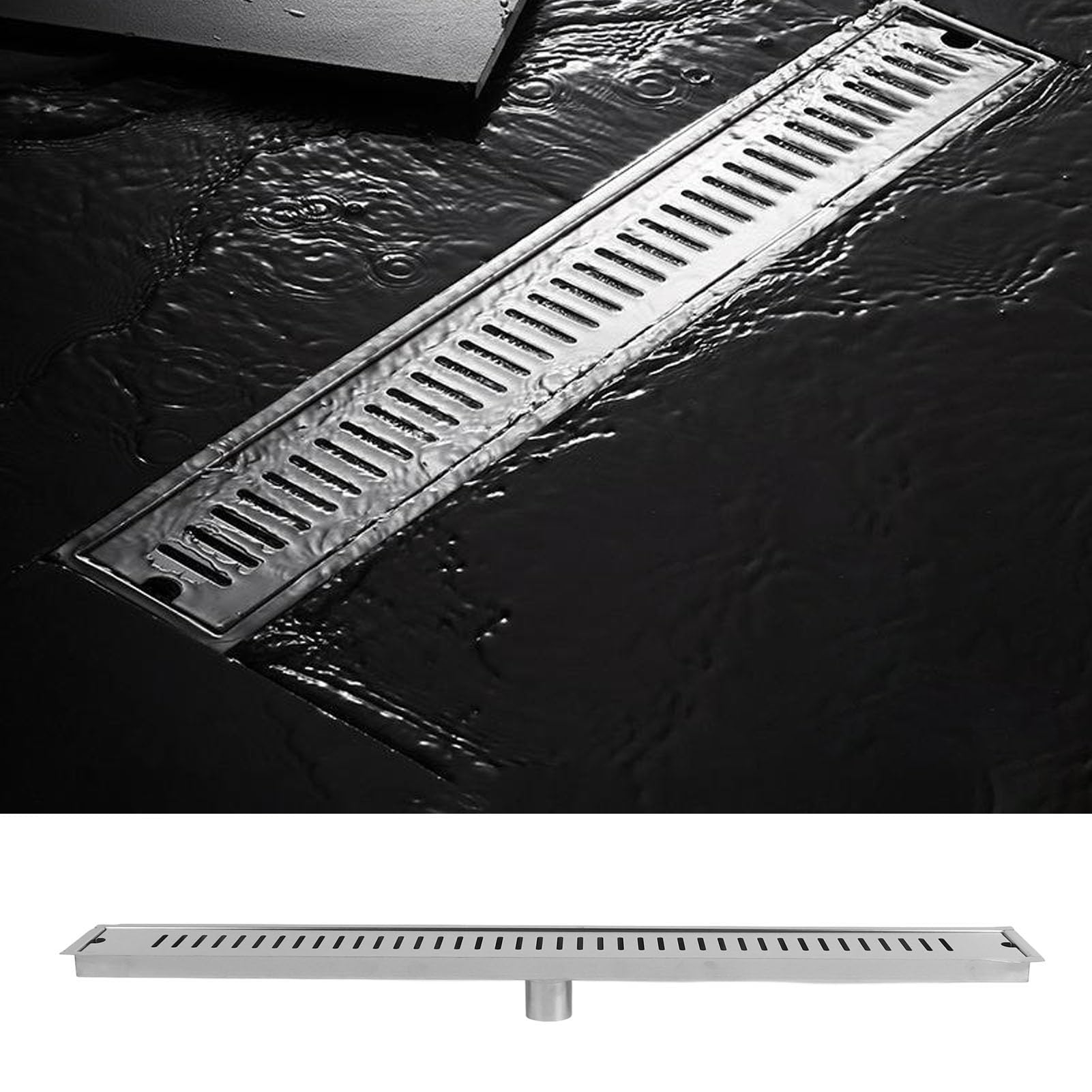 Desagüe de Ducha Lineal de Acero Inoxidable 304, Gran Capacidad de Descarga, a Prueba de Herrumbre, Tapón de Olores, 80 Cm de Largo, Drenaje Rápido, para Ducha, Baño