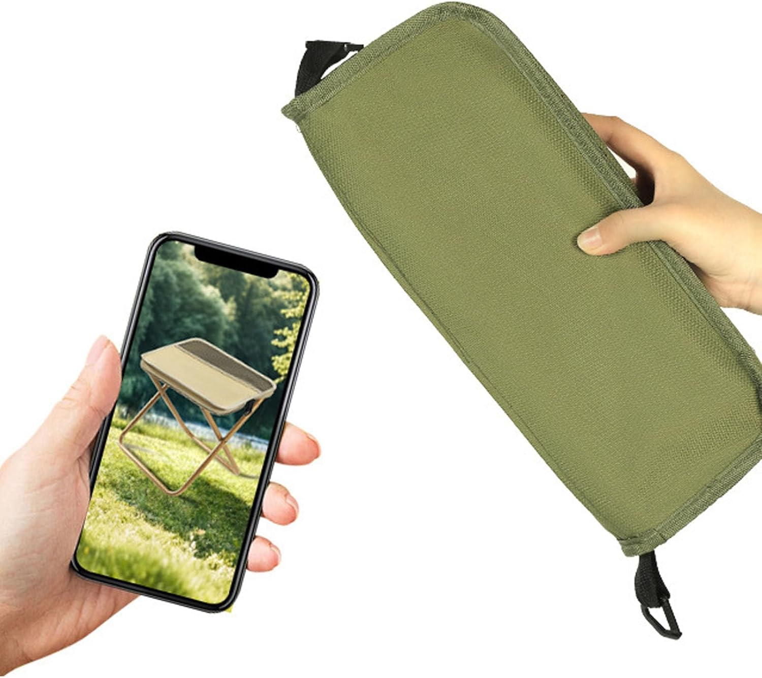Ymiko Mini Folding Stool, Portable Compact Stool with Double Storage Bags and Reinforced X Frame for Outdoor Camping Fishing Picnicking Travel