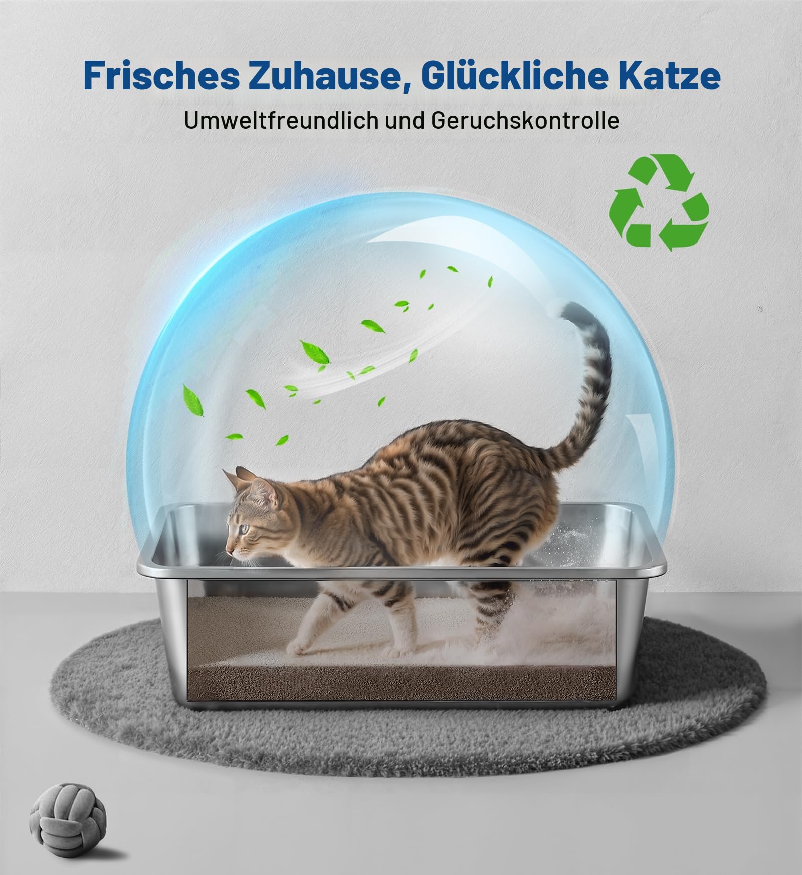 Edelstahl Katzenklo, Große Katzentoilette, XXL Katzentoilette Edelstahl Offen, Metall Katzenklo für Katzen Aller Größen & Kaninchen, Antihaftbeschichtet, Geruchsfrei, Leicht zu Reinigen, 45x35x15cm