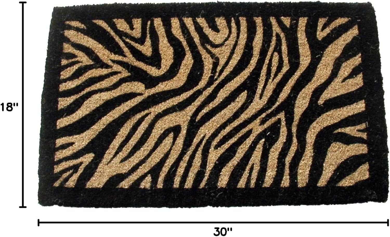 18-Inch x 30-Inch PVC Backed Coir Doormat, Zebra