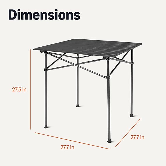 Amazon Basics Portable Folding Aluminum Camping Table, Tall, Black