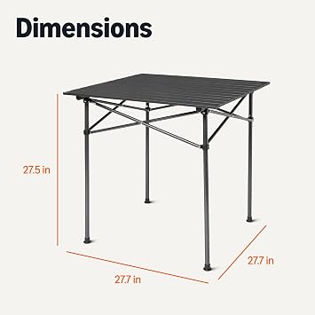 Amazon Basics Portable Folding Aluminum Camping Table, Tall, Black