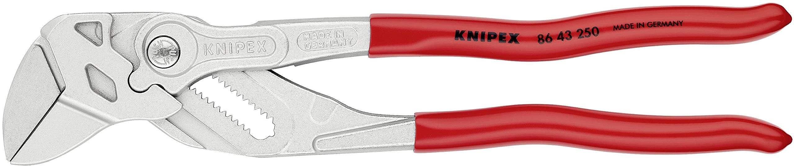 KNIPEX Zangenschlüssel, Multi-Schraubenschlüssel, Griffe abgewinkelt, Chrom-Vanadium, Rostschutz verchromt, 250 mm, 86 43 250
