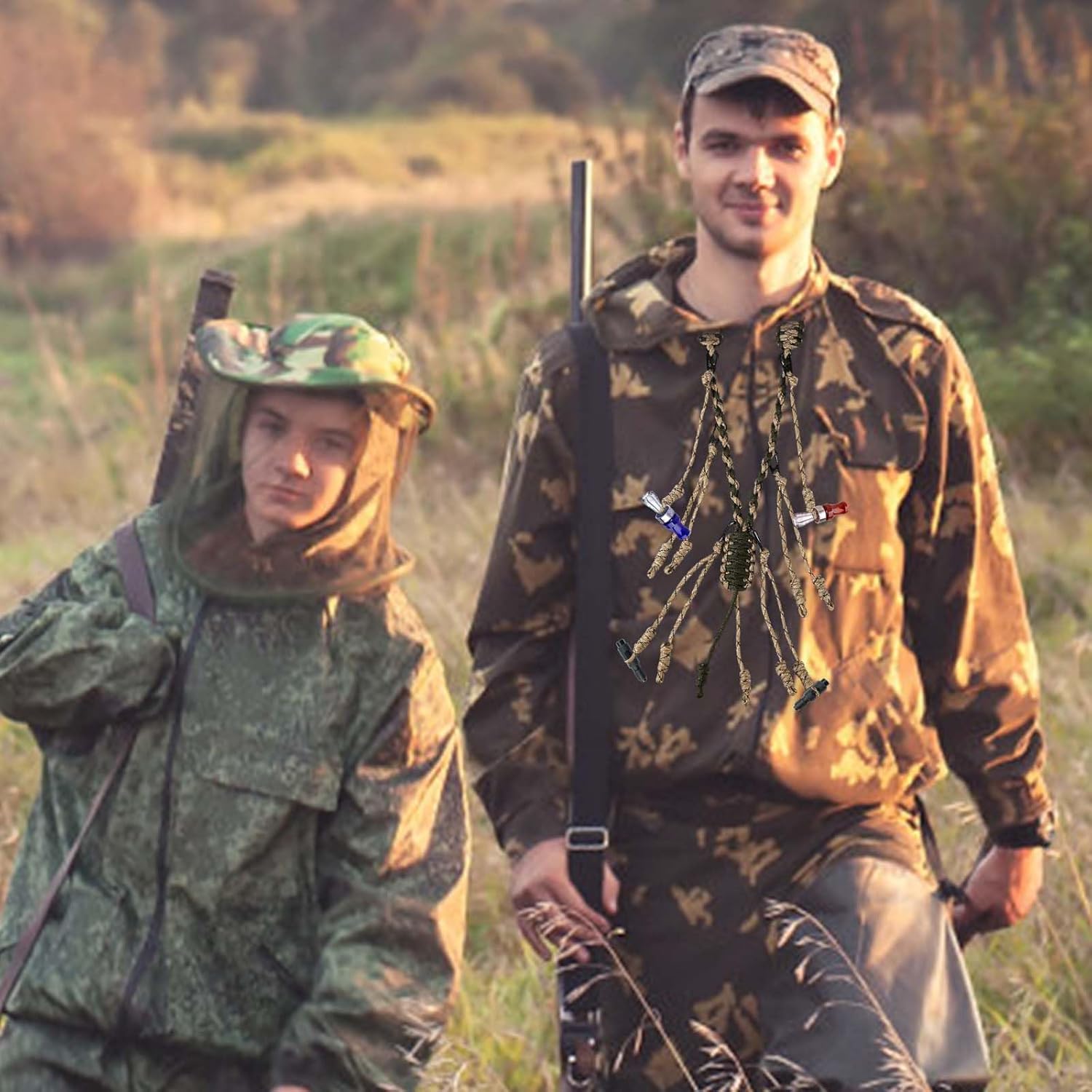 Duck Call Whistle Lanyard Call Lanyard for Hunting with 12 Removable Rings Braided Paracord Goose Call Strap for Outdoor Hunt Predator Accessories Hunter Gift