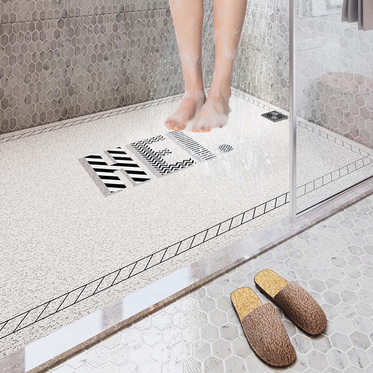 Alfombrilla de ducha antideslizante con textura suave – Alfombra de baño de secado rápido para ducha interior – Alfombrilla de baño antimoho para fregadero, ducha, bañera (verde, 60 x 90 cm)