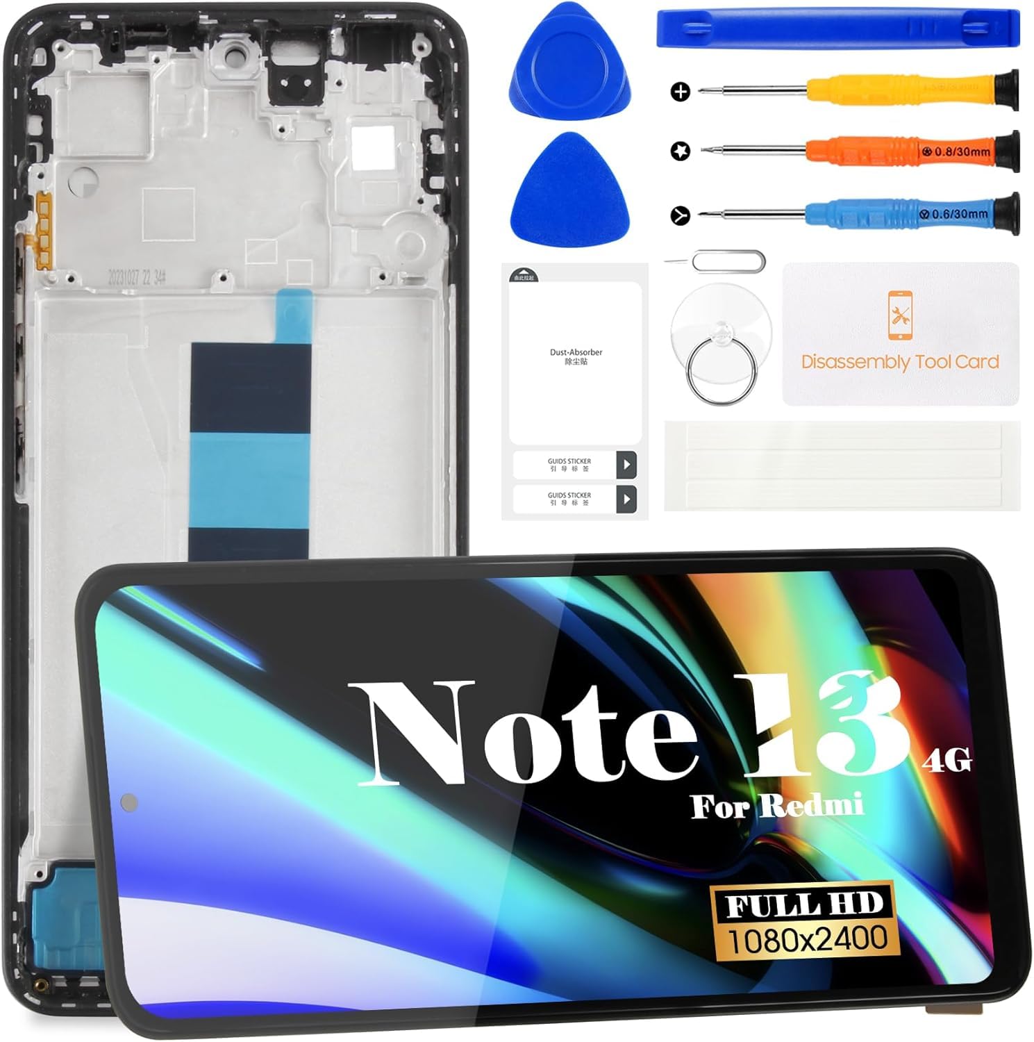 AGCUT LCD Display Per Xiaomi Redmi Note 13 4G – Schermo Intero Con Cornice, Kit Di Strumenti Incluso