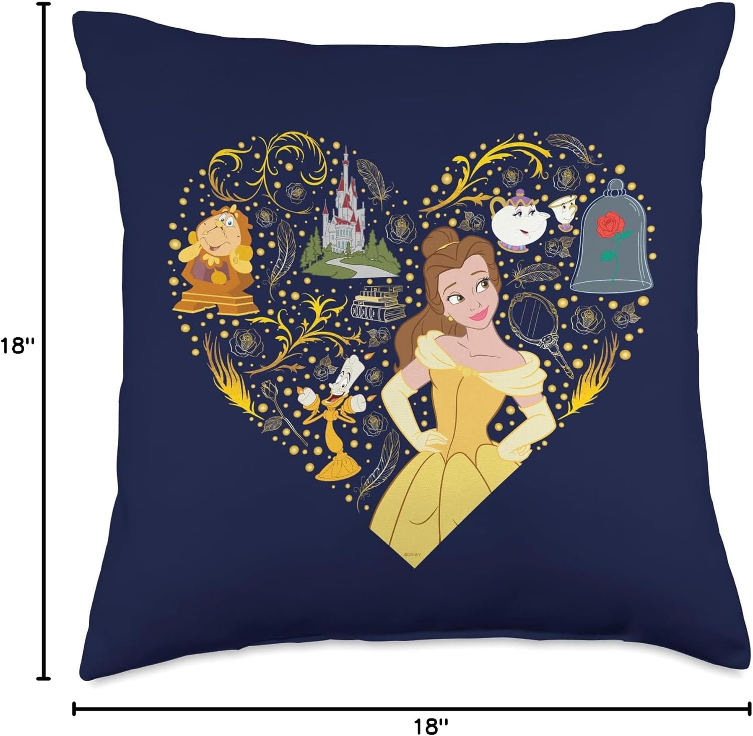 Disney Princess Belle Enchanted Heart Throw Pillow