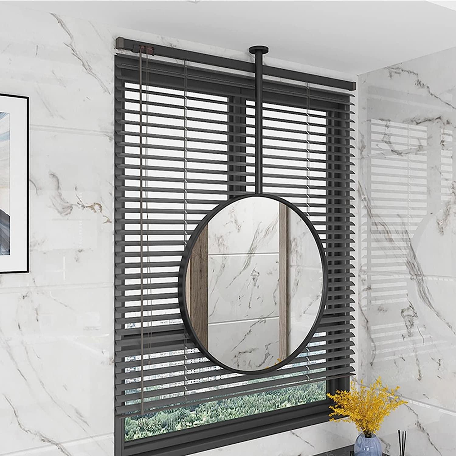 Wiszący pręt Okrągłe lustro Łazienkowe lusterka do golenia Pokój hotelowy Duże lusterka dekoracyjne Sufitowe wiszące lustro do sypialni Vanity Hallway Entryway Toaleta Lustro ścienne (rozmia