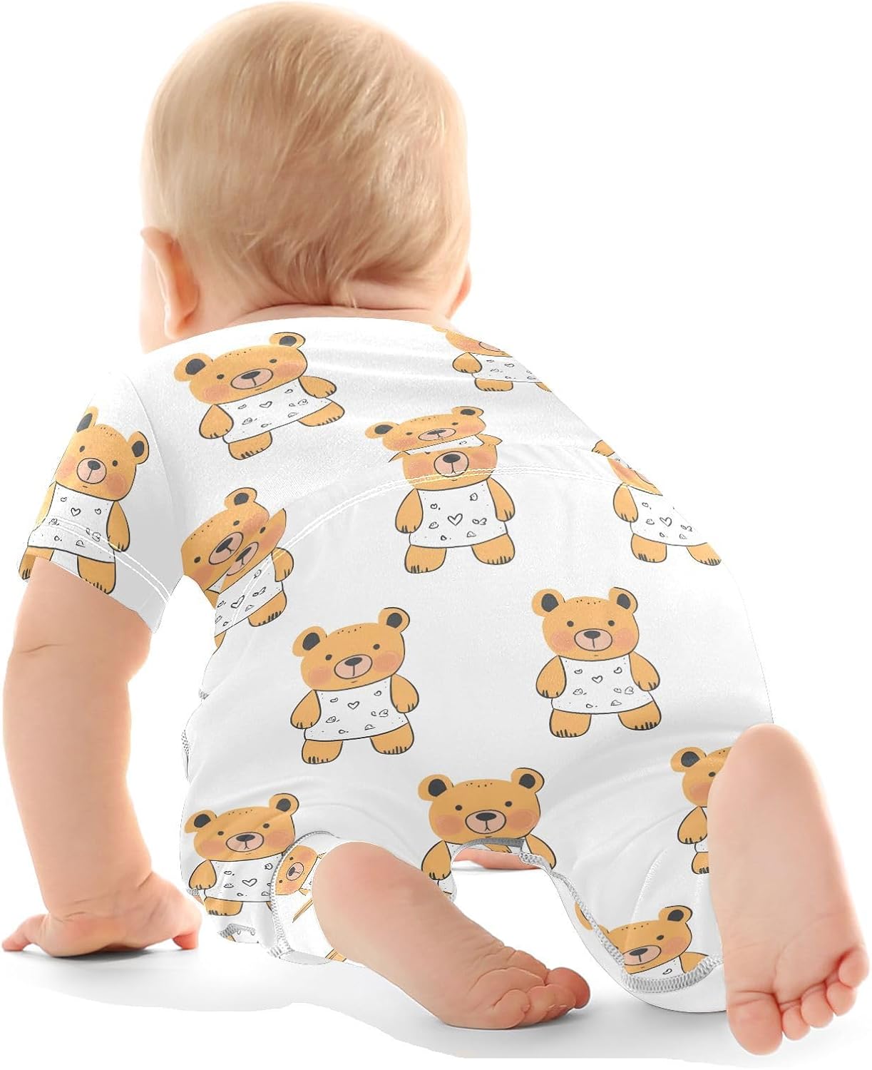 vvfelixl Baby Clothes Little Bear with Apron Baby Bodysuits Set Unisex Short Sleeve Babys Pants Sets 0-3M