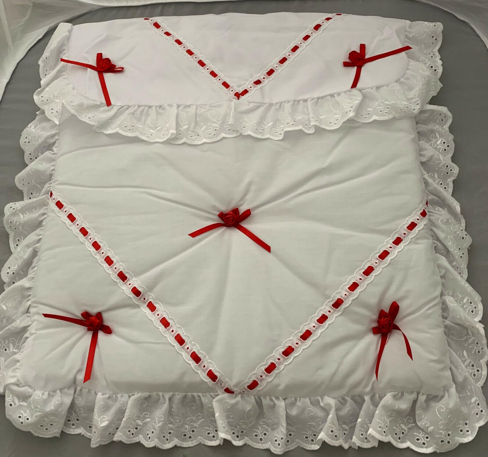 Coach Built Pram Bedding Set for Silver Cross Kensington & Balmoral Prams (Red Rose) โ image 1