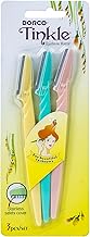 Dorco Tinkle Precision Eyebrow Razors - 3-Pack Facial Hair and Peach Fuzz Remover for Smoother Skin and Flawless Eyebrow Shaping