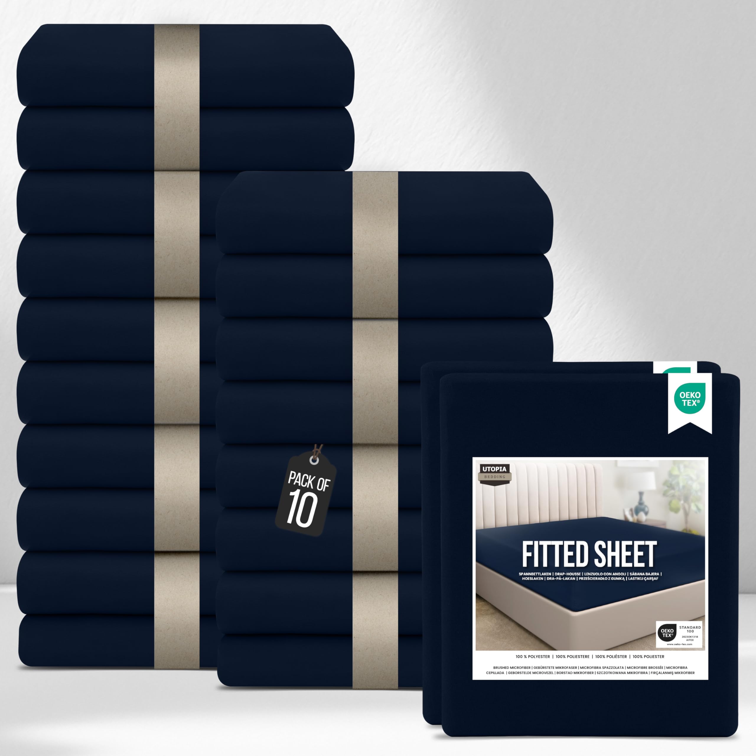 Utopia Bedding Fitted Sheet King (Bulk Pack of 20), Navy