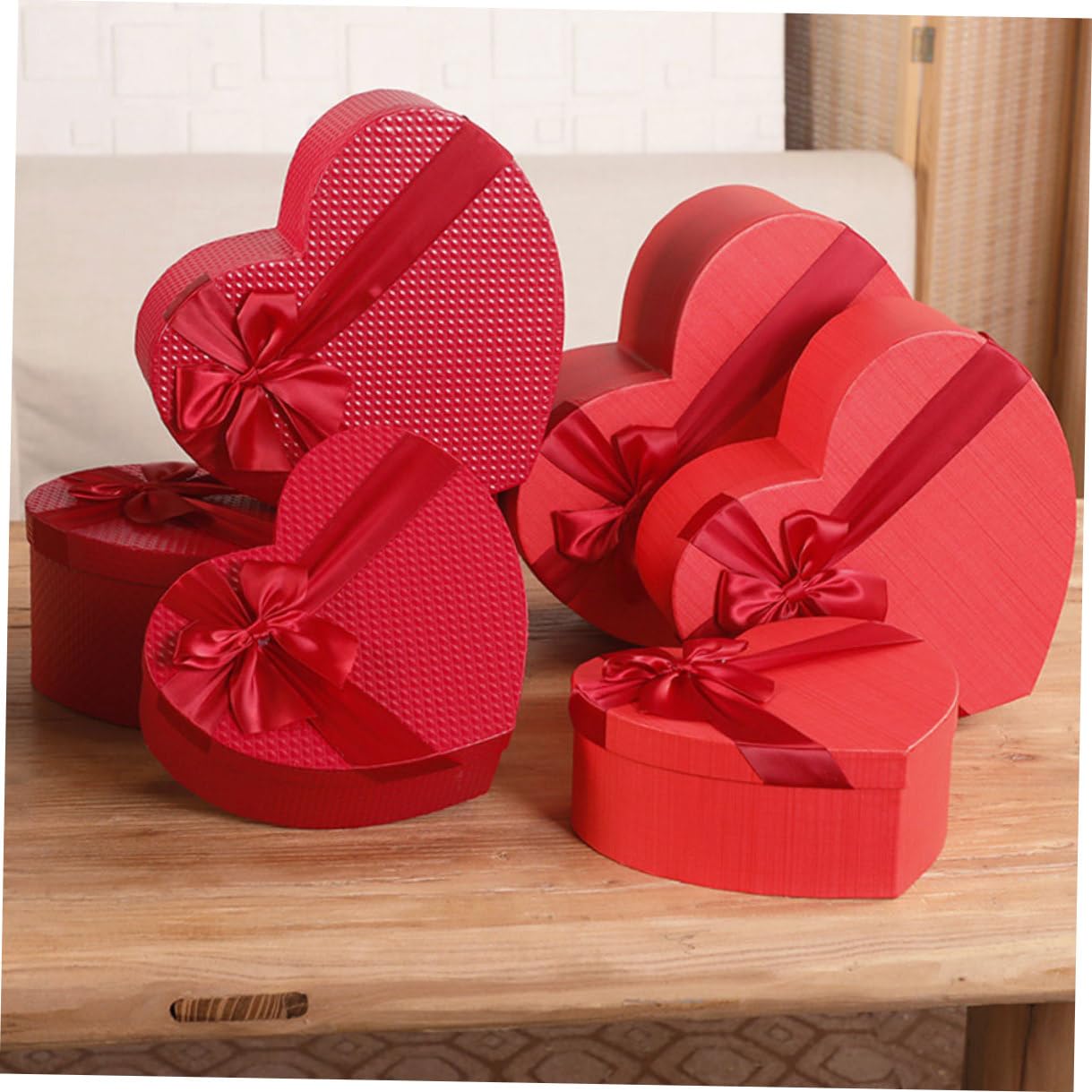 Abaodam 3 Stück Herzförmige Geschenkboxen aus Stabilem Material mit Satinband Aufbewahrungsboxen für Valentinstag Geburtstage und Hochzeitsdeko Flach Verpackbar und Wiederverwendbar