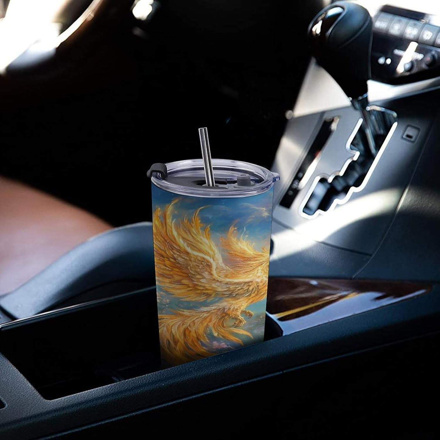 Phoenixes Travel Coffee Mug Stainless Steel Insulated Tumbler Water Bottle Tea Cup for Home Office