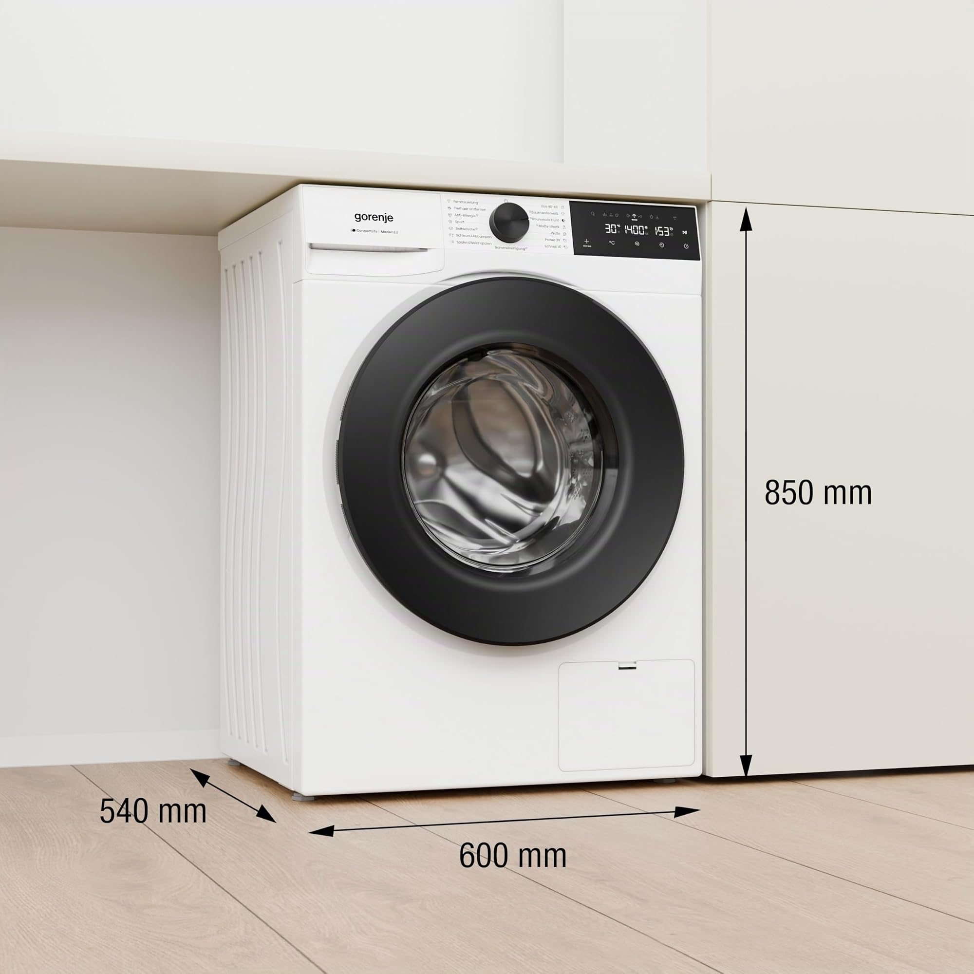 Gorenje W5G484A3P1 Waschmaschine mit Dampffunktion /8 KG /1400 U-Min/ConnectLife /15 Programme/UltraClean/AquaStop/SteamTech /30% besser als Energieeffizienzklasse A/Weiß