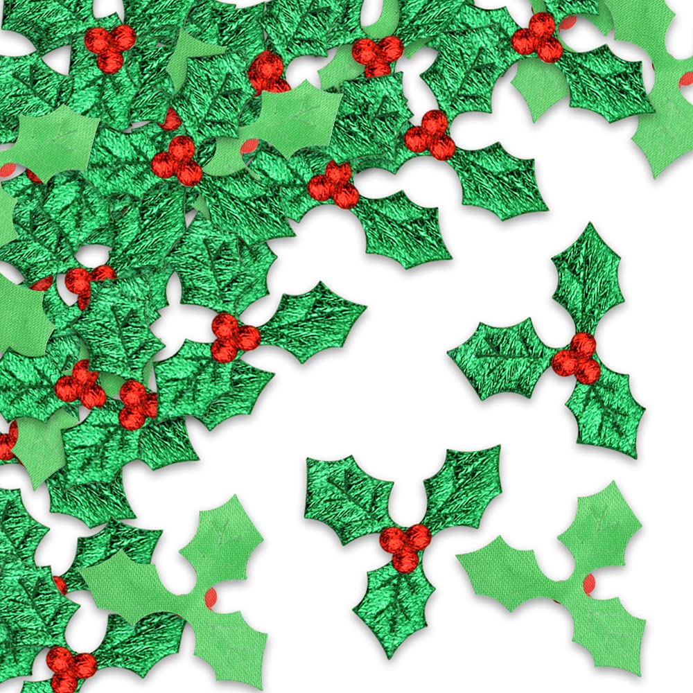 100 Pcs Artificial Holly Berry Leaves, Holly Leaves and Berries for Craft, Mini Triple Leaf Holly Berries Christmas Holly and Berry for Christmas Cake Topper Gift Box Decorations Crafts, 5cm