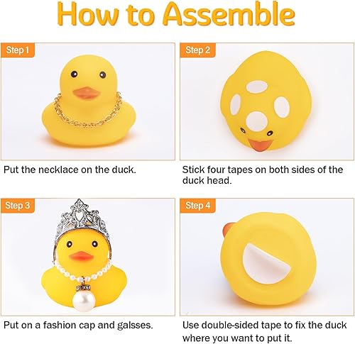 Miniatura 58 de wonuu Pato de goma para automóvil, decoración de pato amarillo con sombrero de sol, collar, gafas de sol para decoración de tablero de automóvil