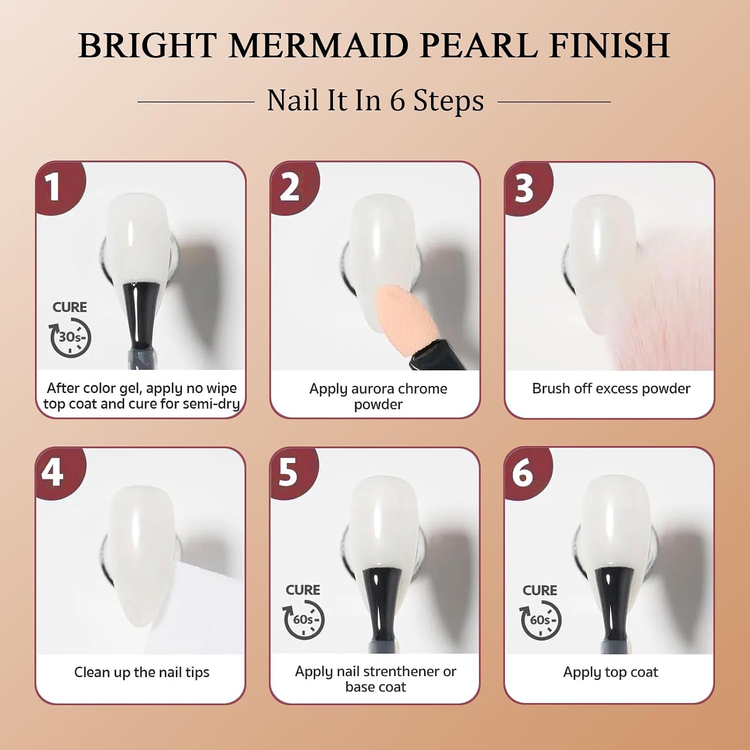 7 Color Symphony Mermaid Pearl Neon Ice Aurora Dust - White High Glossy Metallic Mirror Effect Nail Powder