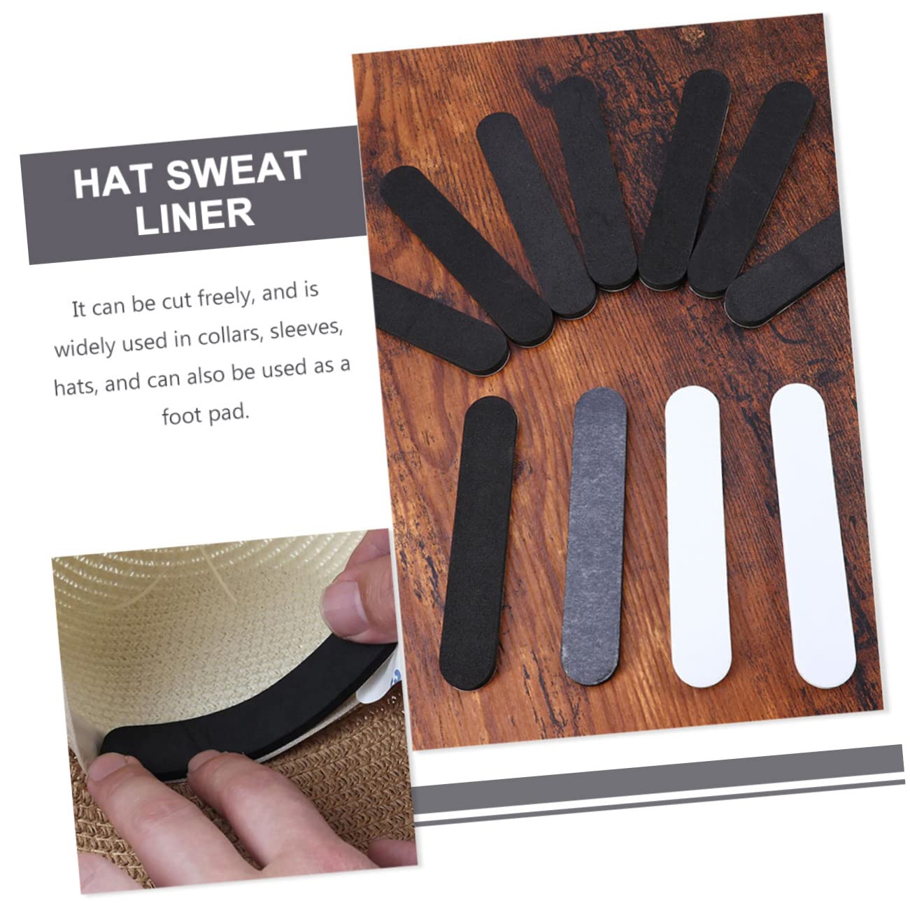 FRCOLOR 50pcs Hat Sweat Absorbers Hat Foam for Resizing Self-adhesive Protector Liners