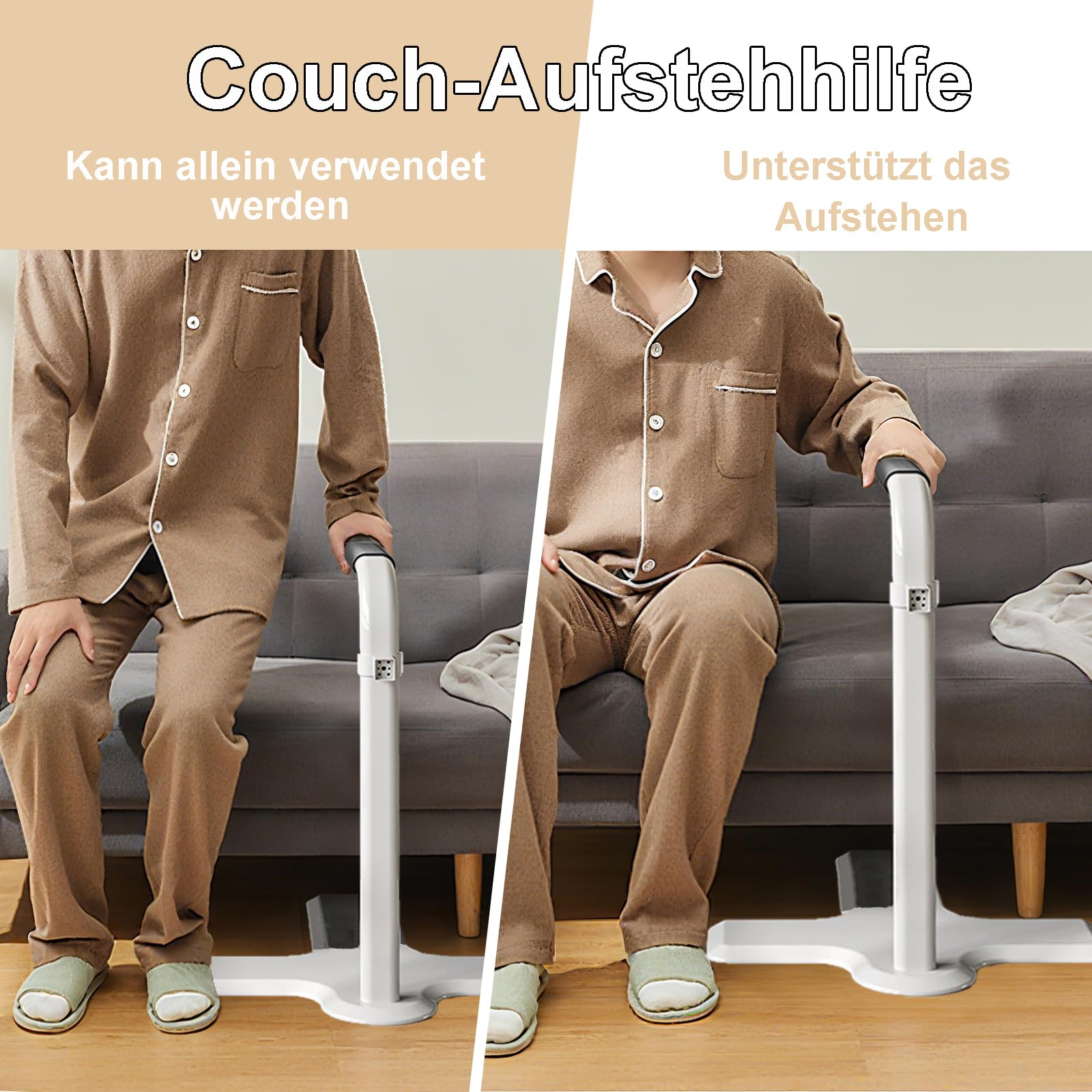 Couch-Ständer-Hilfe, Stuhl-Couch-Aufstehhilfe mit Höhenverstellbare Krücken, Couch-Aufstehhilfe, Hebehilfe, geeignet für Senioren, Schwangere und Behinderte, hält bis zu 150 kg (Grey, 60x50x63cm)