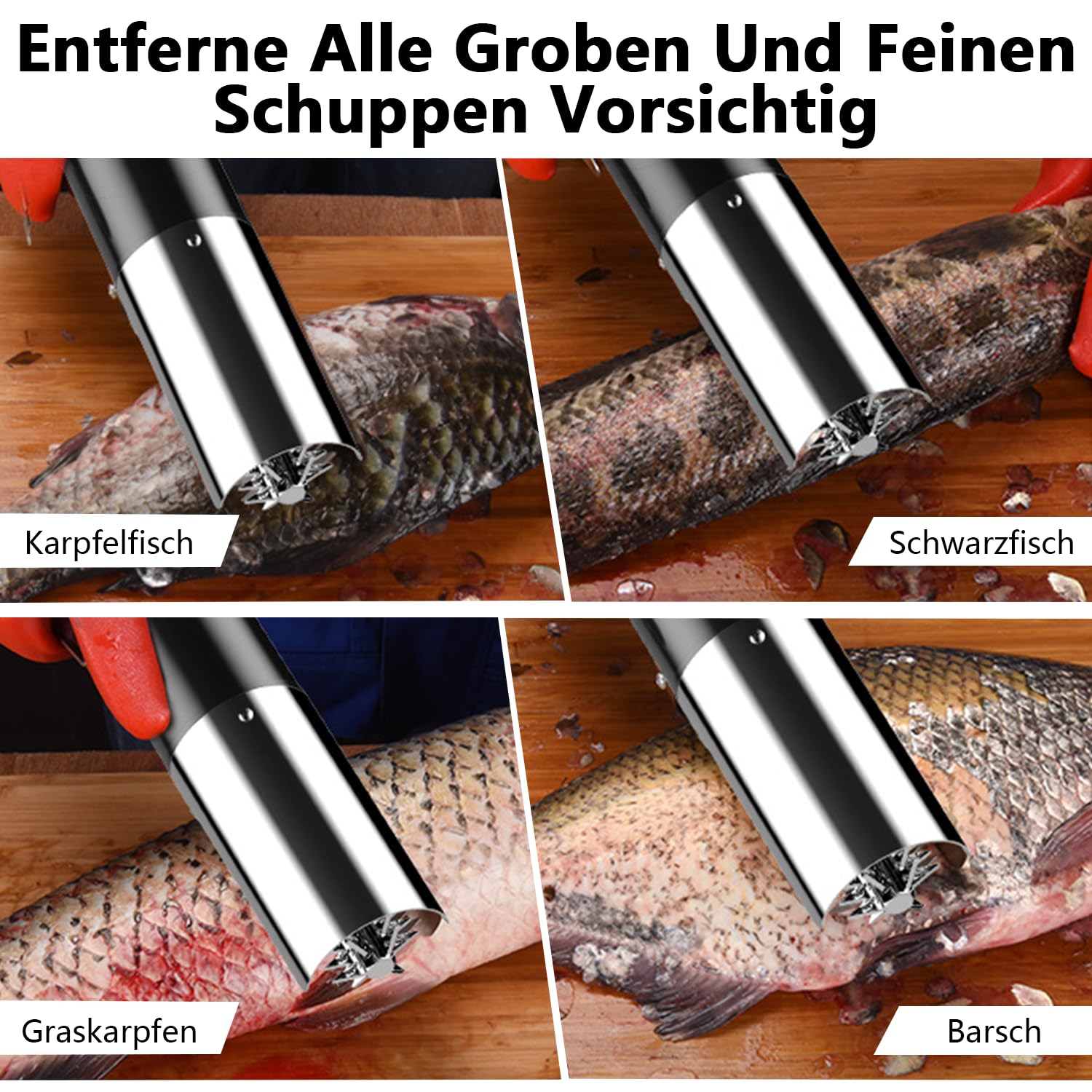 Fischentschupper, Elektrischer Entschupper für Fisch, Edelstahl Fischschuppen Entferner Fisch Scaler mit Intelligenter Schalter, Wasserdicht Fischschupper für Fischmärkte Restaurants Küchen