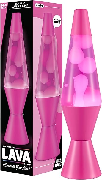 Lava The Original Lamp - New 14.5" Wild Pink – Classic Liquid Motion Lamp - White Wax and Pink Liquid - Item #2361 (Amazon Exclusive)