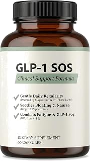 GLP-1 SOS™ Digestive Support for Ozempic Wegovy Mounjaro Users – Constipation, Sulfur Burps, Fatigue – Magnesium, Ginger, Probiotics, B12 – 60 Capsules