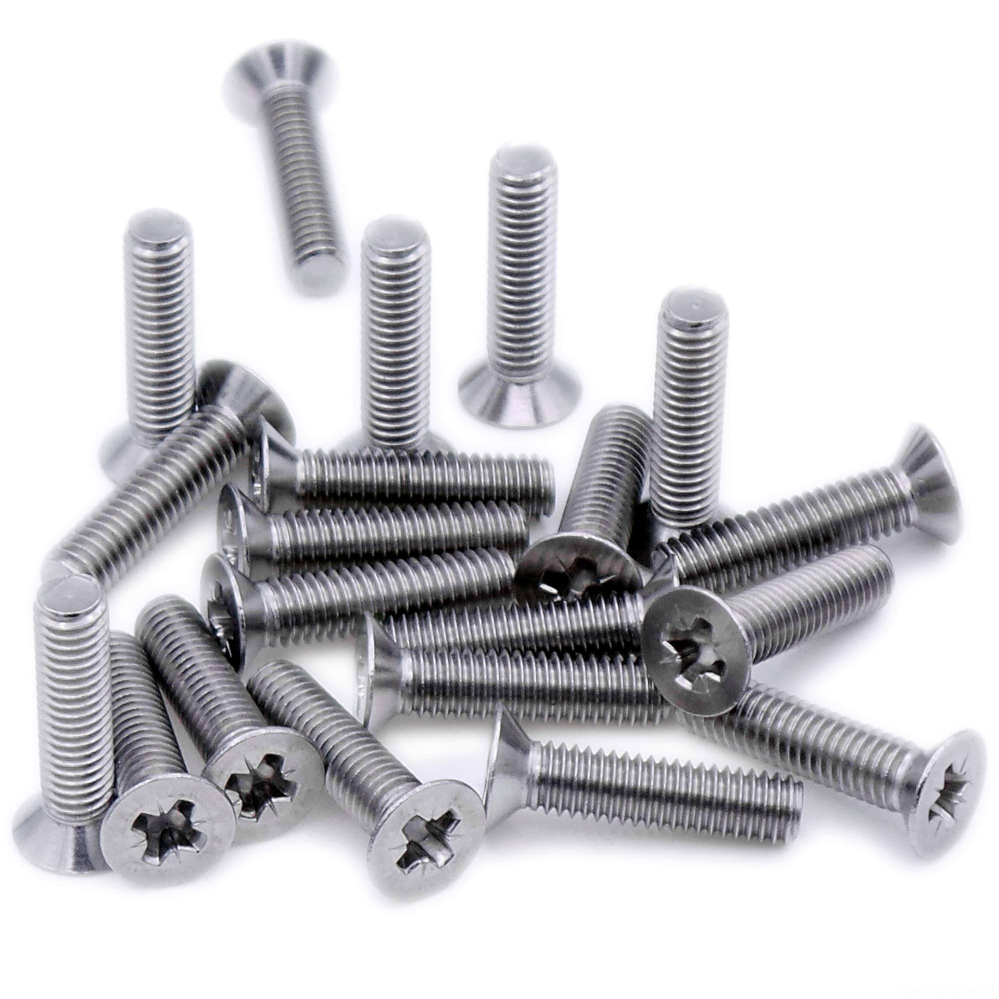Singularity Supplies Silver M6 (6Mm X 55Mm) Pozi Countersunk Machine Screw (Bolt) - Stainless Steel (A2) (Pack Of 10)